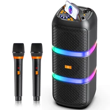 Ultimate Karaoke Machine For Parties with 2 Wireless Microphones 6 Music Modes