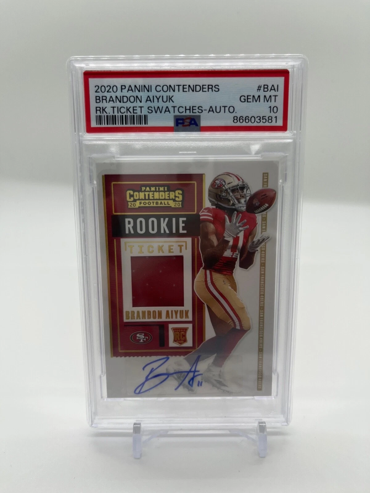 Brandon Aiyuk Panini Contenders Rookie Ticket Swatches #BAI Autograph