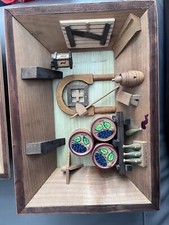 Altes Massiv 3 D Holzbild Weinstube Handarbeit 26x19 cm 60/70 er Jahre Nachlass