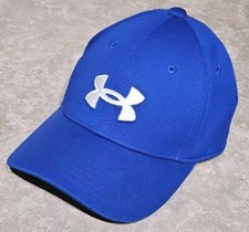 UNDER ARMOUR-Royal Blue Canvas Poly, Boys Athletic Baseball Cap-Yth M/L 