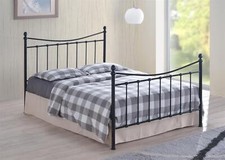 Traditional Victorian Style Black Tubular Steel Metal Bed Frame, Bedstead