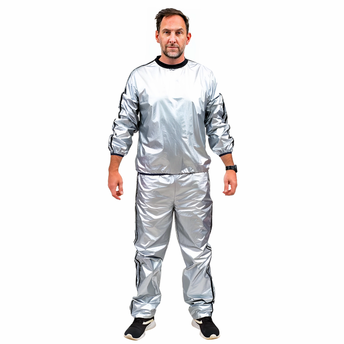 Todd & Margo Shiny Silver Workout Top and Pants - S/M