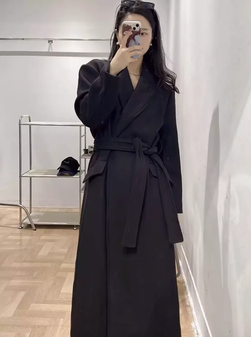 Zara long sales belted coat