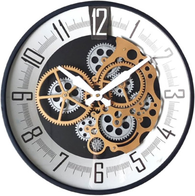 16 Inch Original Industrial Wall Clock, Non-Ticking Vintage Real Moving Gear Bat