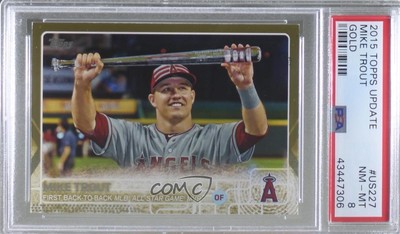 2015 Topps Update Checklist Gold /2015 Mike Trout #US227 PSA 8
