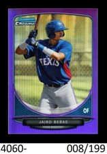 1-2013 BOWMAN CHROME PURPLE REFRACTOR JAIRO BERAS RANGERS 008/199 