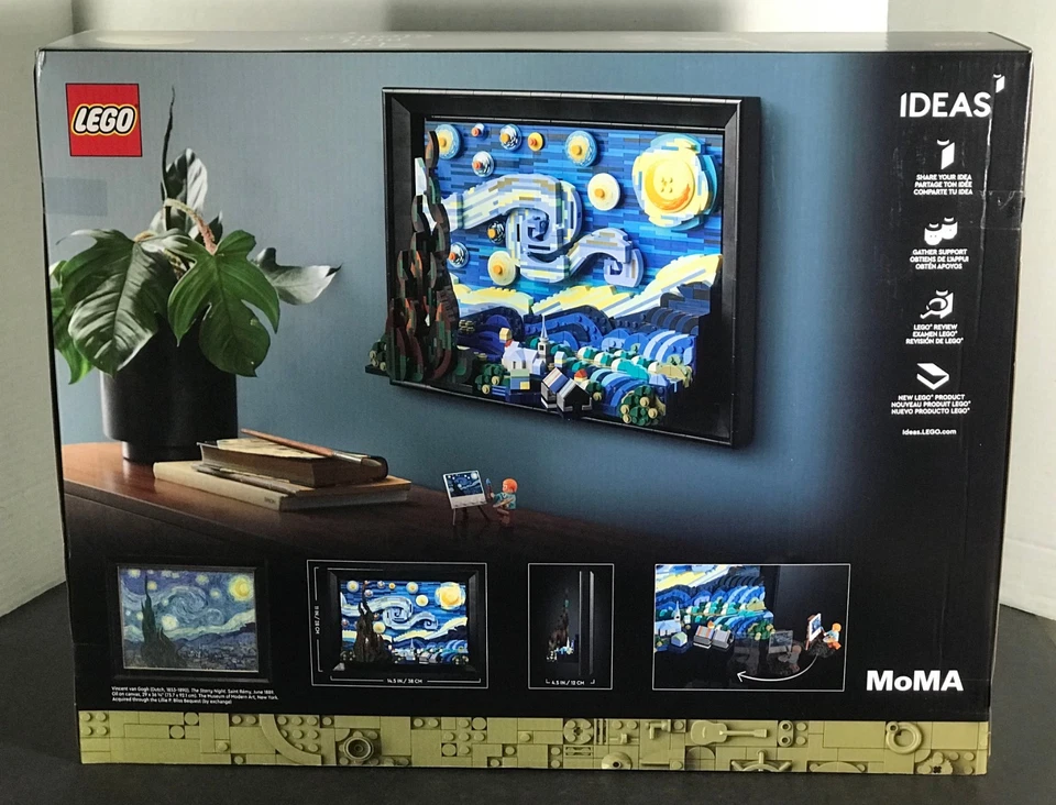 乐高 VINCENT VAN GOGH - The Starry Night 21333 艺术品 密封 * 盒子损坏 * 全新 — 第 2/4 张图片