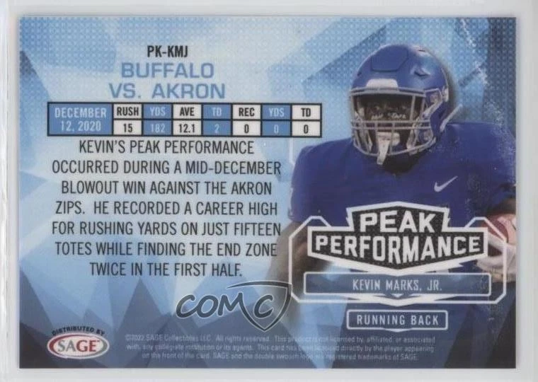 2022 SAGE Low Series Peak Performance Gold Kevin Marks Jr #PK-KMJ - Image 2 of 2