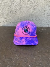 1980s BMW Nylon Pink & Purple Tie-Dye Design Adjustable SnapBack Hat Summer Neon