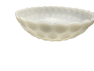 Vintage Anchor Hocking white Bowl- Bubble Milk Glass Hobnail 8.25 inch