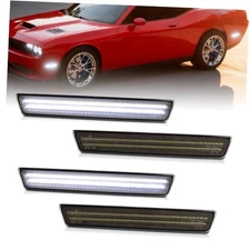 White LED Side Marker Lights for Dodge Challenger 2015-2024,Front Rear Bumper 