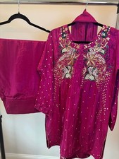 New 3pcs Silk Farshi shalwar Pakistani / Indian dress formal wear L46