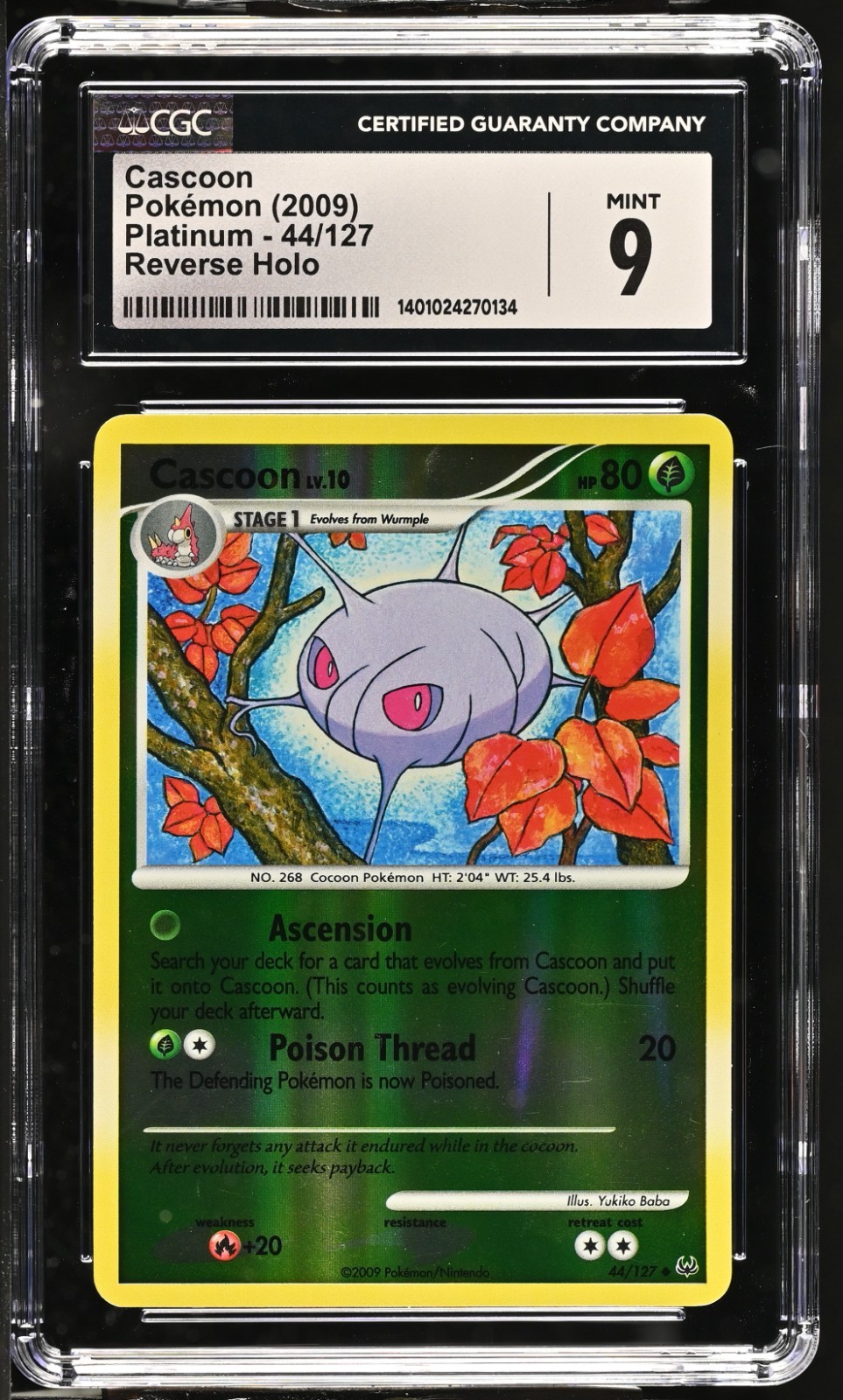 *POP 5* CGC 9 Cascoon Reverse Holo Platinum 44/127 Pokemon 2009 MINT