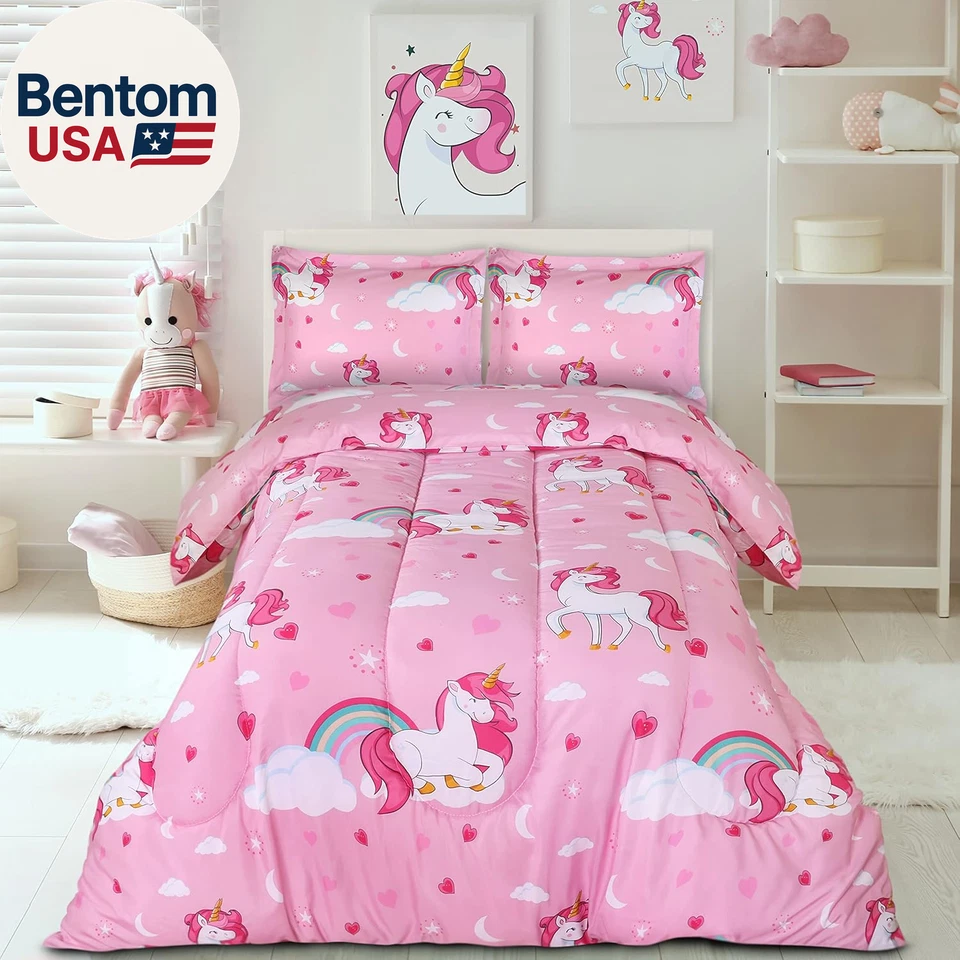Conjunto de edredom unicórnio para todas as estações com 2 fronhas, 3 peças micro escovado macio - Imagem 4 de 4