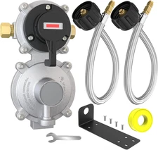 2-Stage Automatic Changeover LP Propane Gas Regulator with Two 18" RV Pigtail Pr