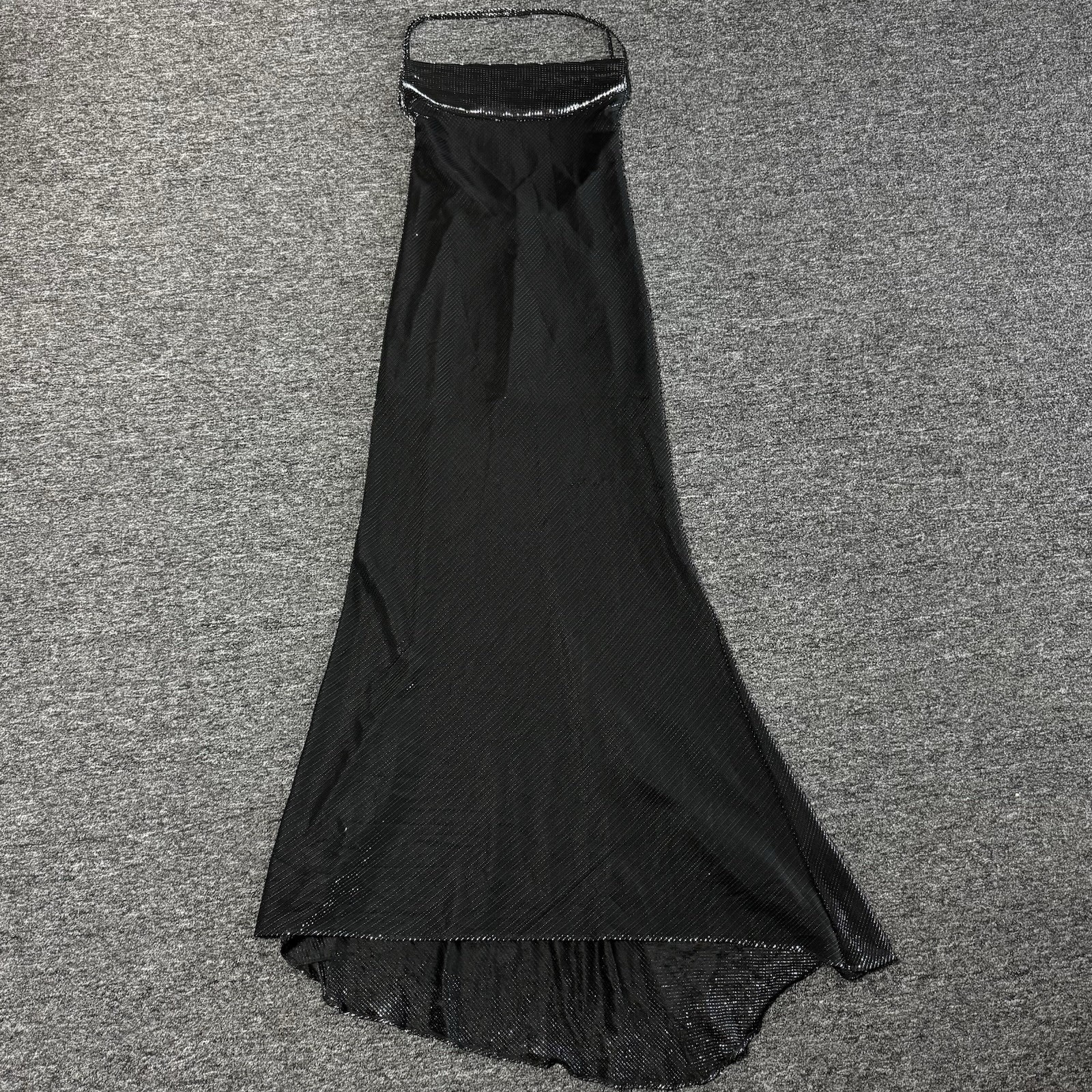 Women’s Vintage Maria Vazquez Black Sparkle Party Club Slim Maxi Dress Sz XS