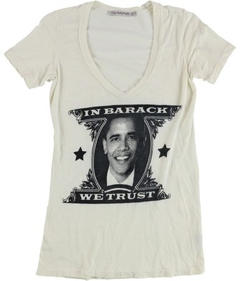 TRULY MADLY DEEPLY Womens In Barack We Trust Graphic T-Shirt, ivoryblk, S