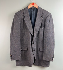 Vintage Mark E 100 Wool Wilshire Tweed Scotland Grey Blue Tan Blazer USA