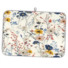 Flower Dish Drying Mat for Kitchen 16" x 18" Vintage Plants Herbs Floral