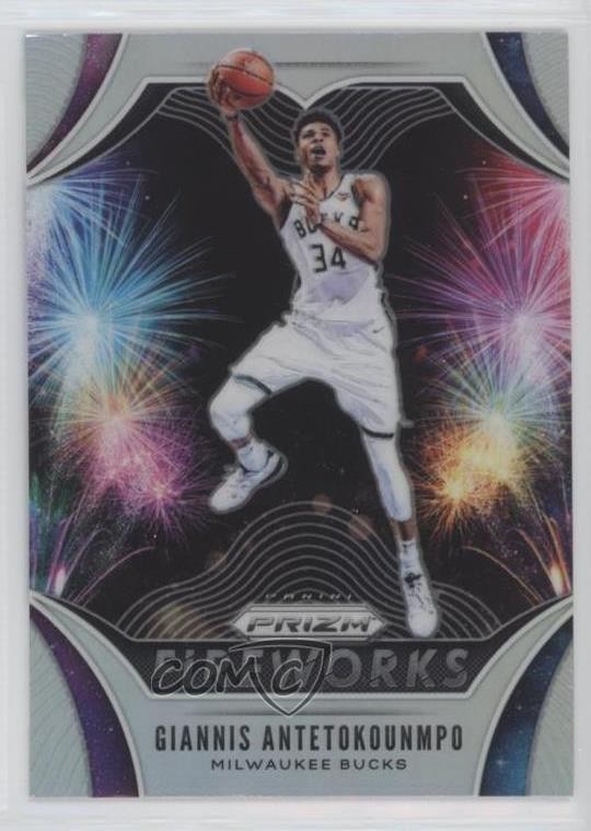 2019-20 Panini Prizm Fireworks Silver Prizm Giannis Antetokounmpo #4 11ye
