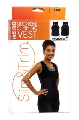 Microban Slim & Trim Neoprene Slimming Vest with Zip Closure Women Large
