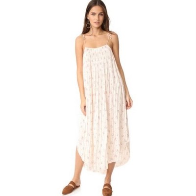 ULLA JOHNSON Mille Dress Floral Midi Pleated Size 4 Floral Japanese Satin