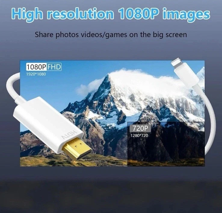 Lightning-Auf-HDMI Digital TV Kabel FULL HD 1080P Kabel Für-Apple-iPad-iPhone 2m - Bild 3 von 4