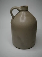 Antique salt glaze whiskey jug. 1 gallon. Wonky lip. 10.5" x 7"