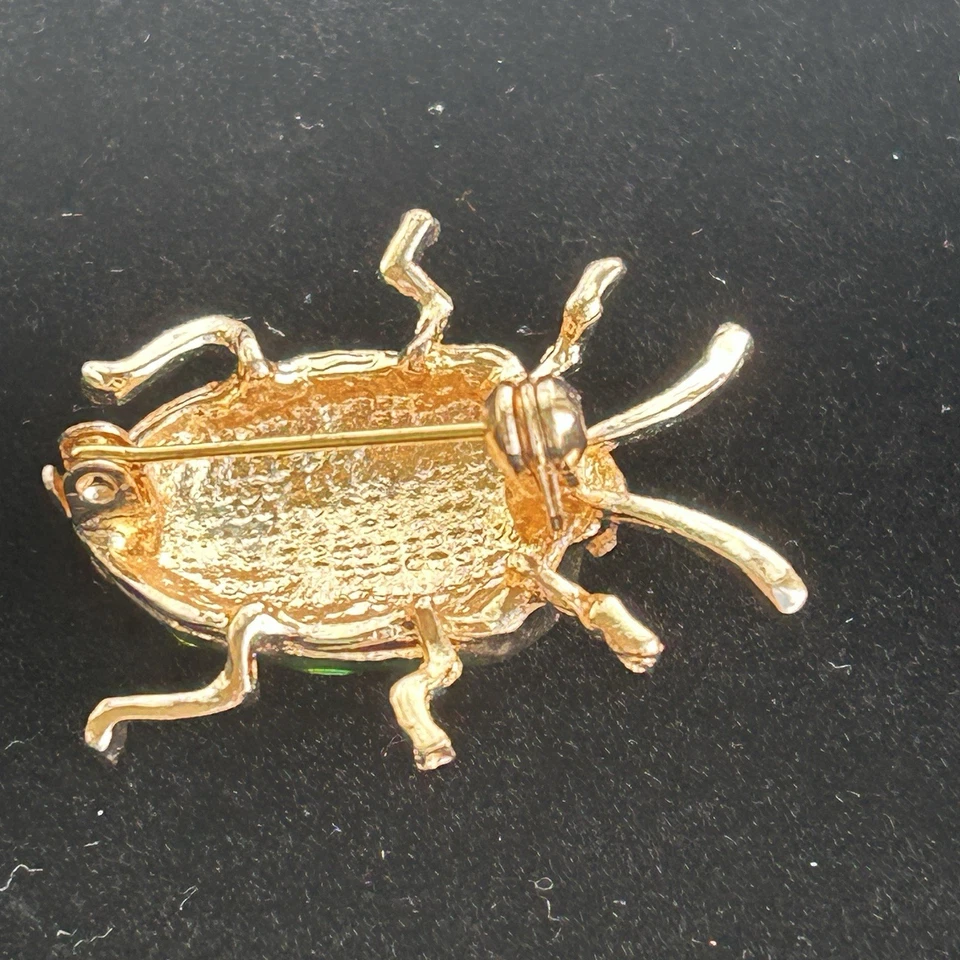 Lindo broche pin insecto escarabajo verde esmalte Foto 4 de 4