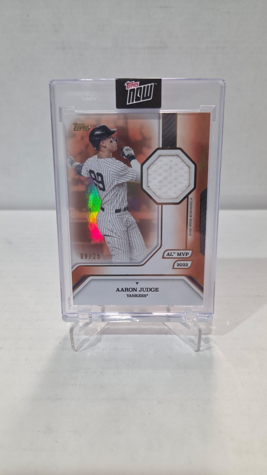 2025 Topps Now MVP Aaron Judge Game Worn Patch Orange Foil /25