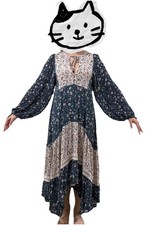 Tigerlily Boho Floral Patchwork Handkerchief Hem Maxi Dress Viscose Size 10
