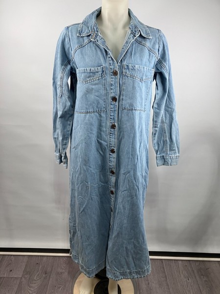 Ceres Life Size S Light Wash Denim Midi Shirt Dress Western Casual Coastal