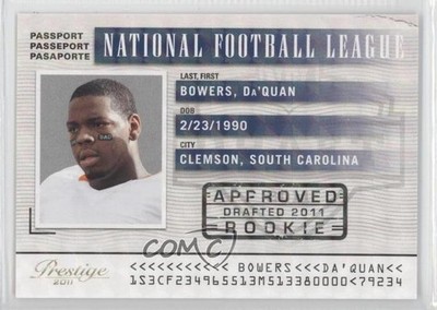 2011 Panini Prestige NFL Passport Holokote /100 Da'Quan Bowers #12 Rookie RC 0l2