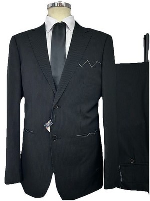 HERREN KLEID SCHWARZ KARIERT DROP6 46 48 50 52 54 56 58 MADE IN ITALY FRISCHE WOLLE P/E