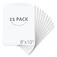 Mat Board Center, Pack of 25 Foam Core Backing Boards 1/8" 8x10, White 
