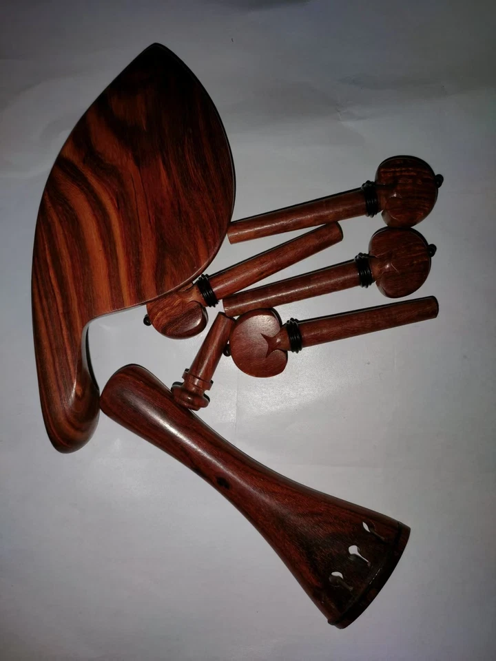 1 Set Rose Wood Violin Fitting With Ebony Collar 4/4 Size Violin Accessory - Image 2 of 4