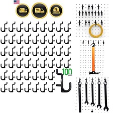Pegboard Hooks Kit Pegboard J Hook Assortment 100PK Black Peg Hooks