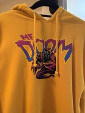 Rare MF Doom Men's Yellow Large Fleece Hoodie with Gas Drawls Pullover