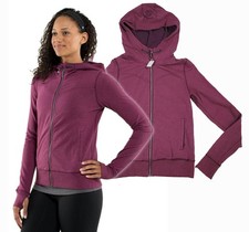 LULULEMON Womens 6 BLISS BREAK HOODIE JACKET Thumbholes Heather Plum