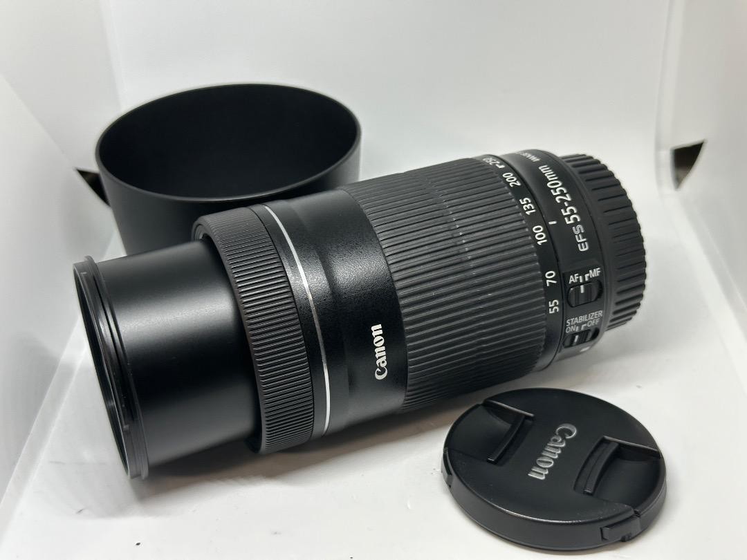 Canon EF-S 55-250mm F4-5.6 IS STM Telephoto Zoom Lens with Hood Pre-Owned