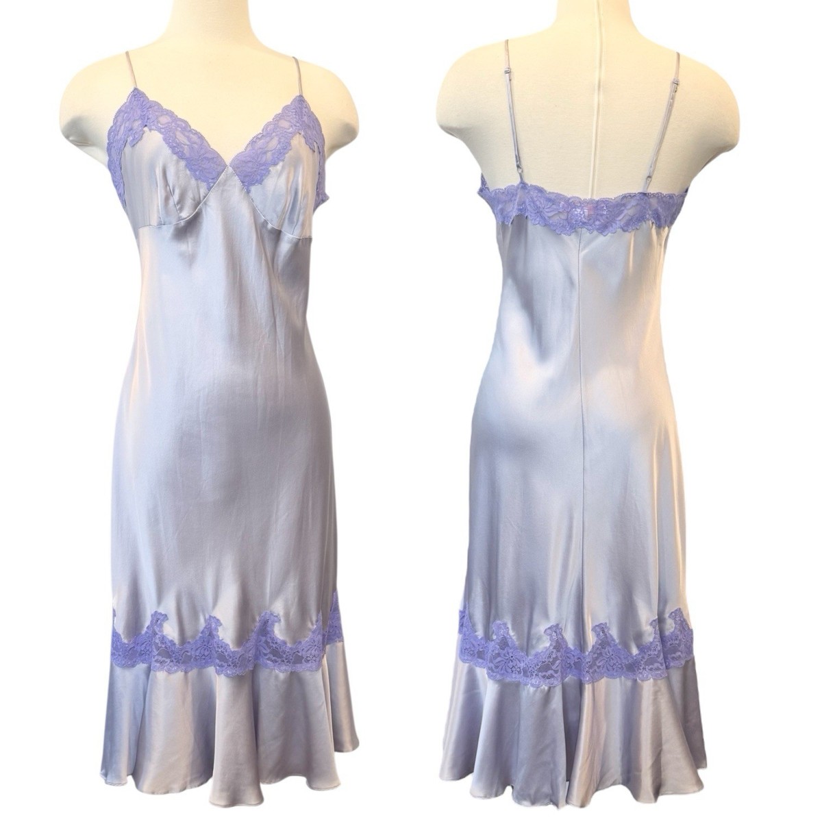 2002 Victoria's Secret Silk Pastel Purple Lace Vintage Art Deco