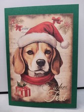 Weihnachtskarte Hund 17x12 mit Umschlag Weihnachten Karte Handgemacht NEU