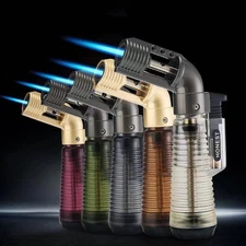Pipe Gun Cigarette Lighter Elbow Blue Flame Inflatable Butane Gas Refillable