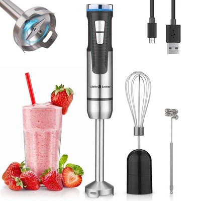 Liebe&Lecker Immersion Blender Handheld Cordless, 3 in 1 large, Black 