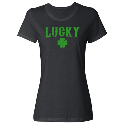 Lucky Four Leaf Clover Tee - St Patricks Day Shamrock Ladies' Crewneck T-Shirt