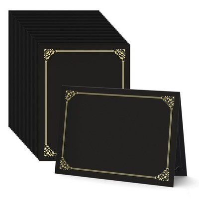   Black Certificate Holders 8.5 x 11, 50 Pcs - Used as Award Certificate Fold...