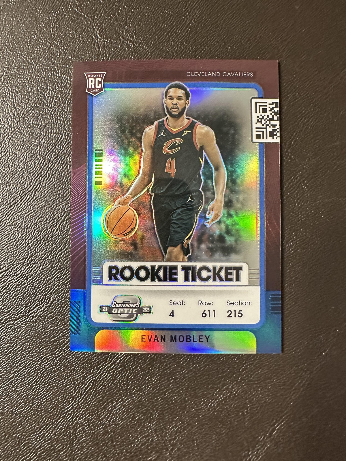 2021-22 Panini Contenders Optic Evan Mobley #23 Blue Prizm /99 Rookie Cavaliers