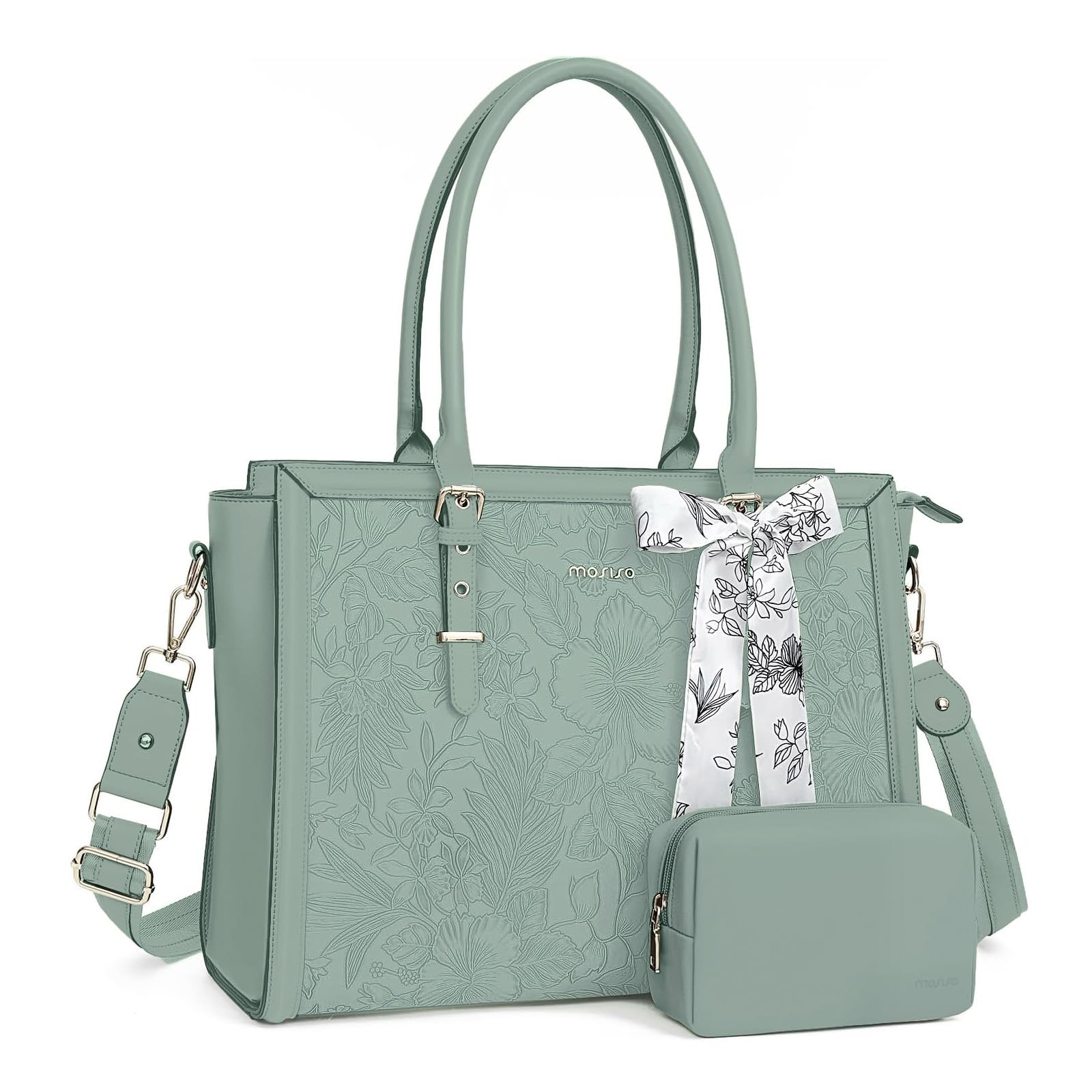MOSISO Laptop Bag for Women, 17-17.3 inch PU Leather 17.3 in
