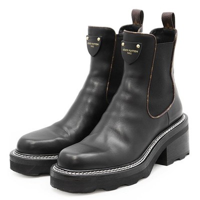 LOUIS VUITTON Side Gore Boots LV Bobur Line 2023y Monogram Women Size 38 Black