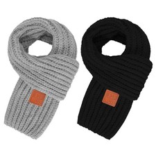Sdfvsdg 2 Pcs Warm Kids Winter Knit Scarves Toddler 110cm x 9cm, Black,grey